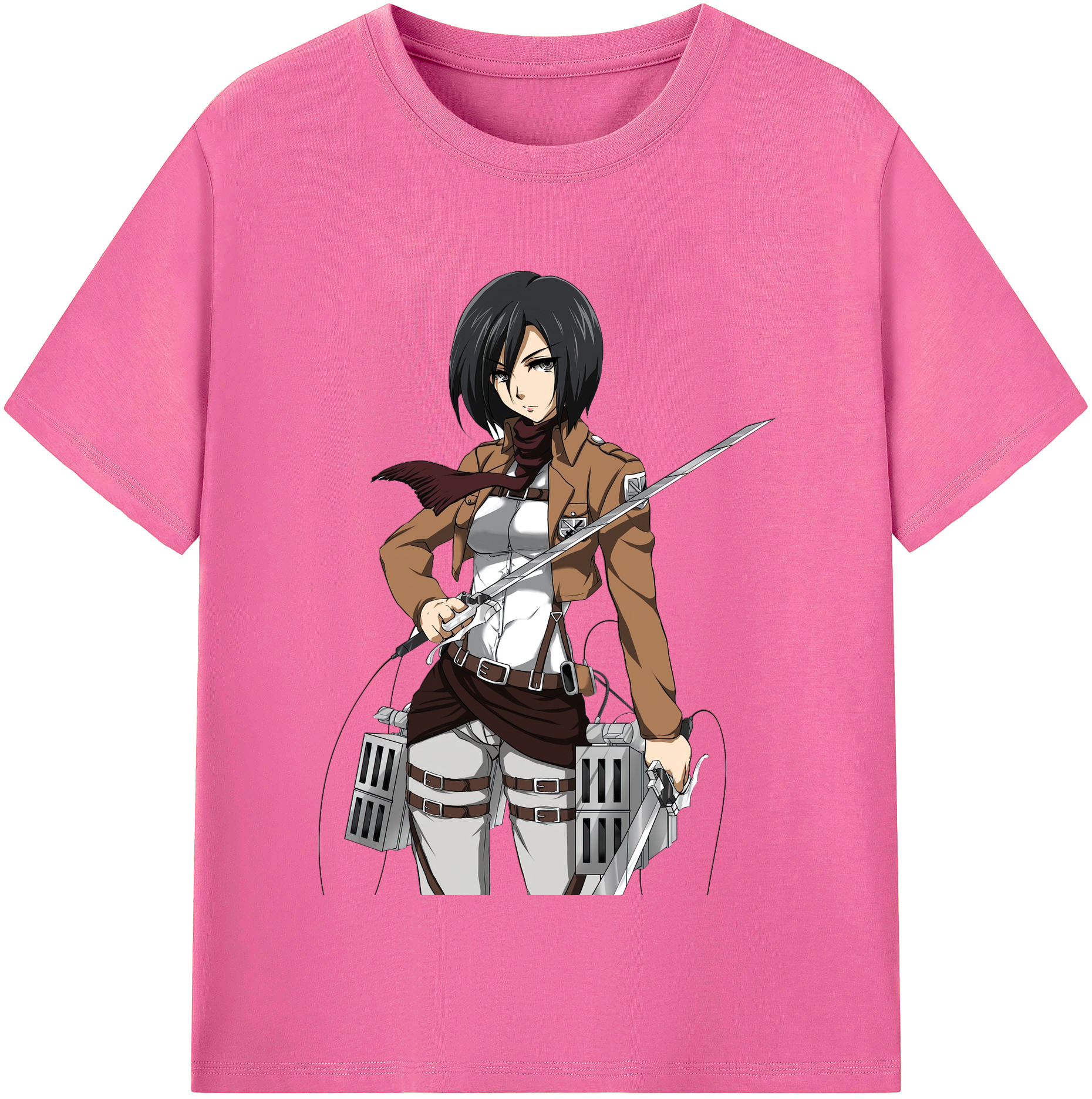 （画像用） 進撃の巨人 ミカサ·アッカーマン Attack on Titan Mikasa Ackerman レディースカジュアルプリントTシャツ（綿100％）